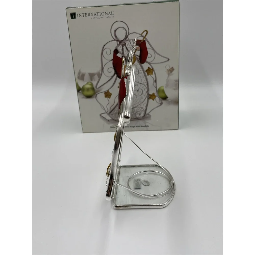 International Silver‎ Company Stained Glass Votive Angel With Mandolin EEC